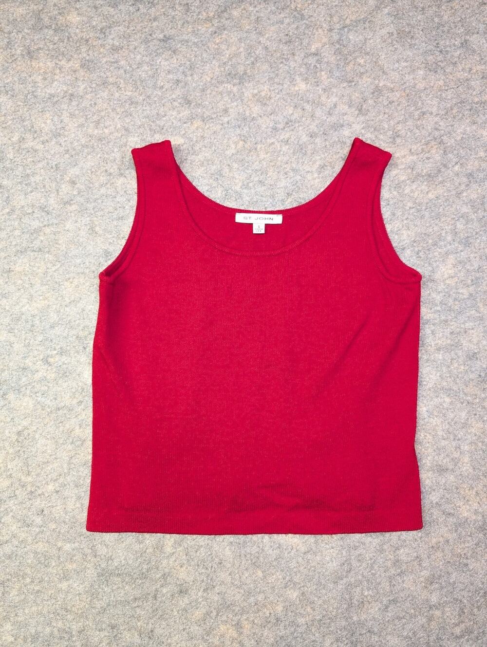 St. John Santana Knit Shell Size Small True Red Scoopneck Tank Top Classic